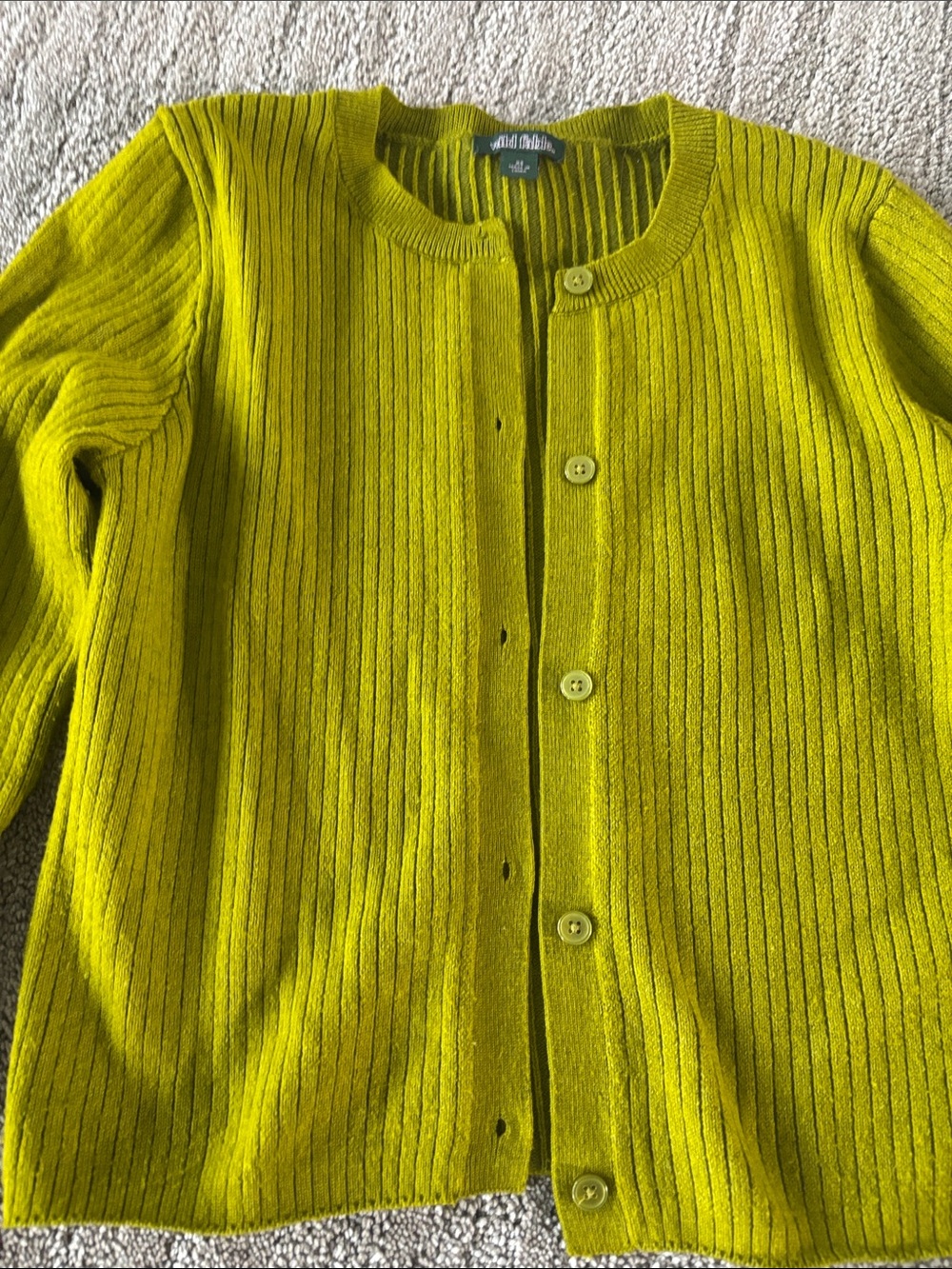 wild fable Chartreuse Ribbed Button-Front Cardigan - Picture 3 of 4